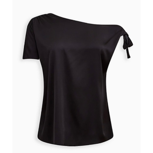 🆕 Black Satin Off Shoulder Top 3 3X 22 24 NWT Torrid New! - Picture 5 of 6